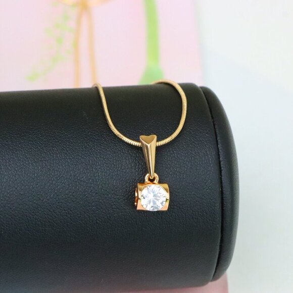 "Rose Gold Mini Pendant with Solitaire CZ – Elegant, XPPT1264 - Picture 7 of 13